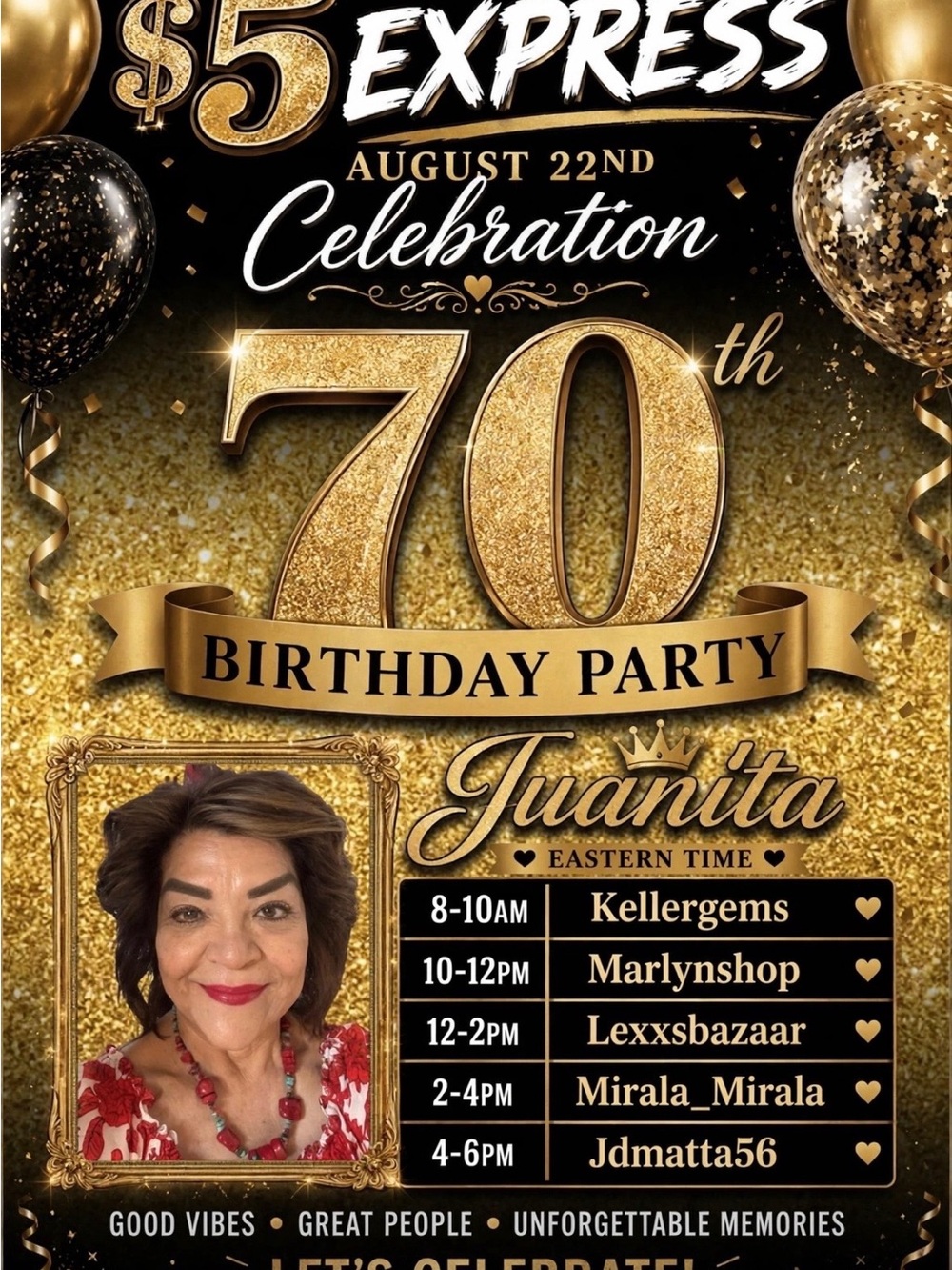 $5 Express Train-Juanita’s 70th Birthday Party Celebration 🥳